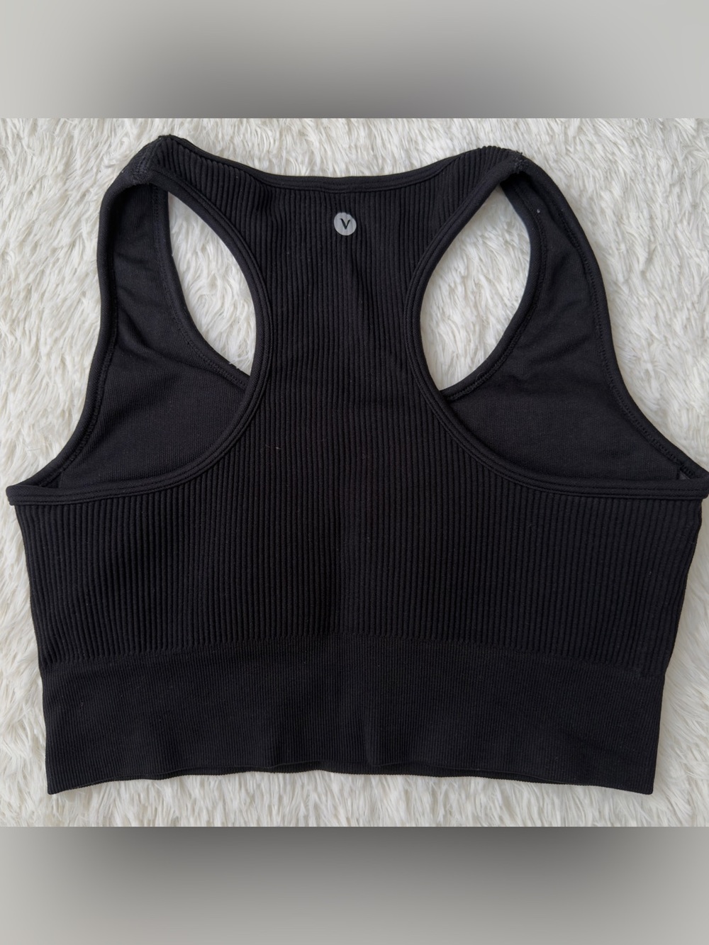 Velocity Black Ribbed Racerback Sports Bralette - Picture 2 of 3